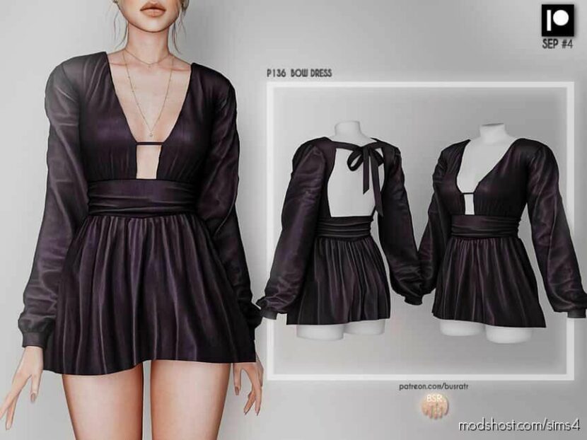 Sims 4 Adult Clothes Mod: (Early Access) BOW Dress P136 (Featured)