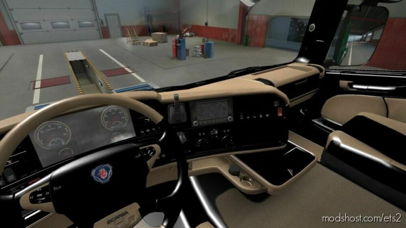 ETS2 Scania Mod: – Black & Beige Interior (Featured)