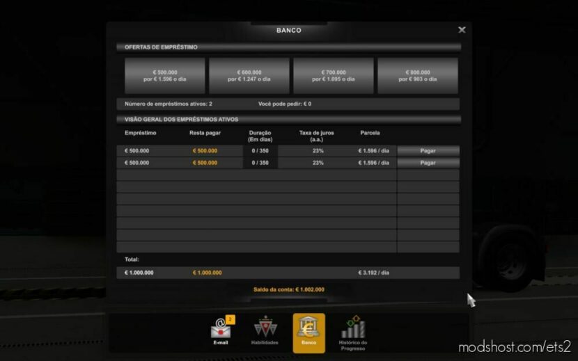 ETS2 Save Mod: Bank With More Money And Time To PAY ETS2 1.40- 1.46 (Featured)