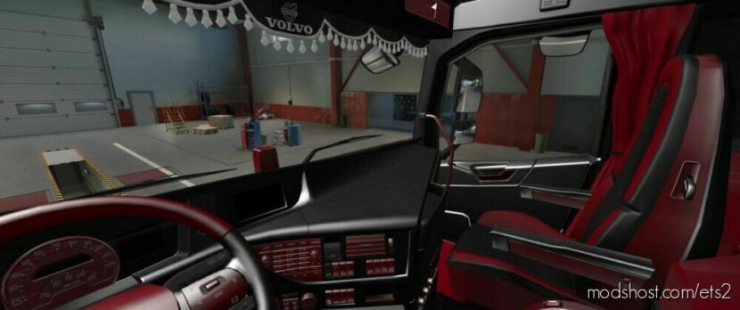 ETS2 Volvo Interior Mod: Black & RED Alcantara For Volvo FH (Featured)