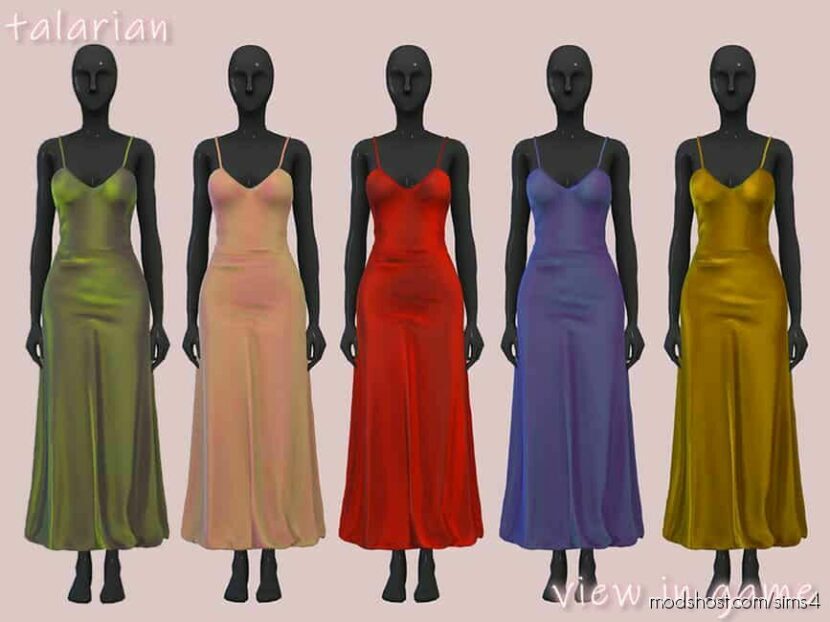 Sims 4 Female Clothes Mod: Quinn Strappy Satin Dress (Featured)