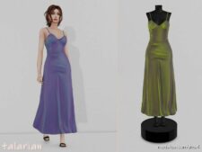 Sims 4 Female Clothes Mod: Quinn Strappy Satin Dress (Image #2)