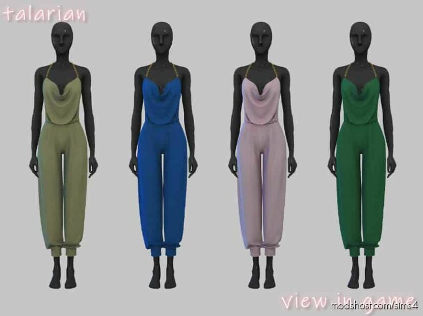 Sims 4 Female Clothes Mod: Caroline Chain Jumpsuit (Featured)