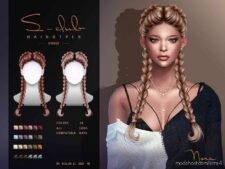 Sims 4 Female Mod: Long Double Braids Hairstyle (Nora011022) By S-Club (Featured)