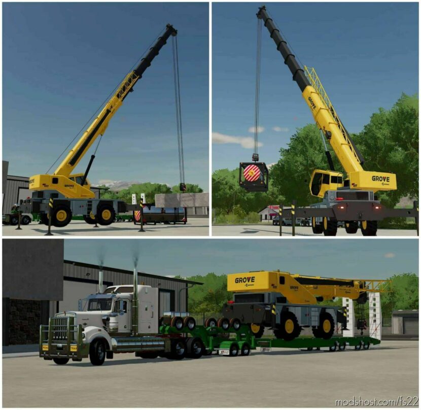 FS22 Forklift Mod: Grove GRT 655 Rough Terrain Crane (Featured)