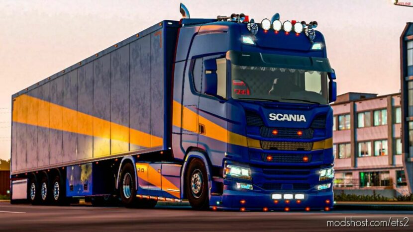 ETS2 Truck Mod: Sunrise Scania with Trailer v1.45 (Featured)