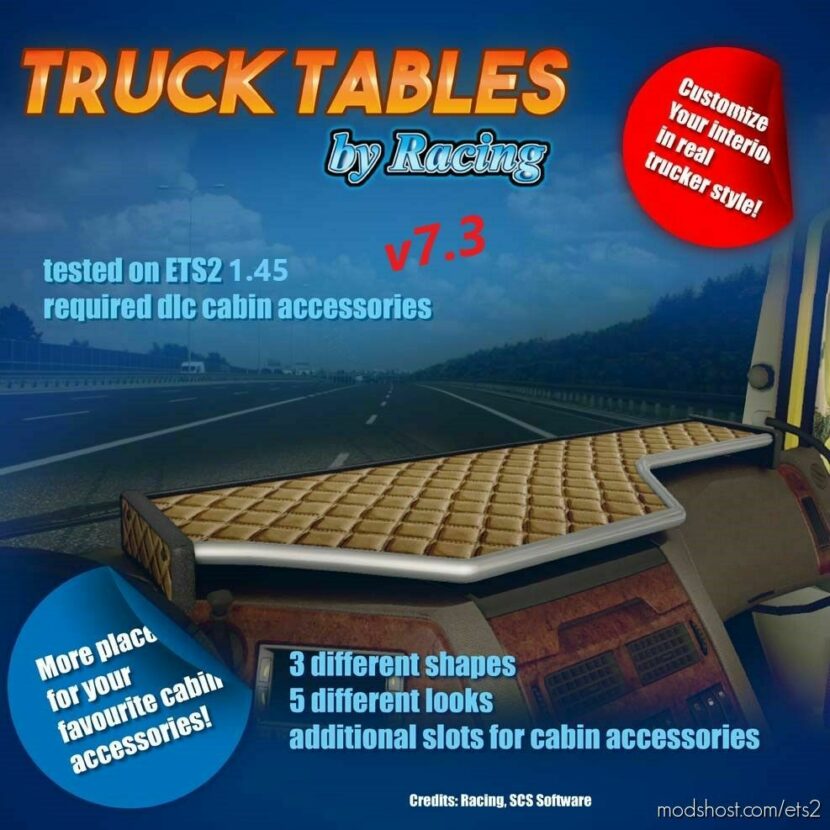 ETS2 Part Mod: Truck Tables Pack v7.3 1.45 (Featured)