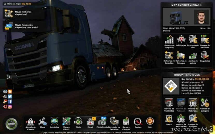 ETS2 Save Mod: Profile Map Americam Brasil ERB 7.54.1.46 1.46 (Featured)