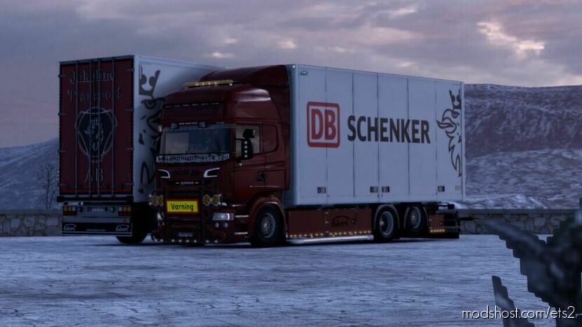 ETS2 Scania Skin Mod: RJL Tandem RED Schenker (Featured)