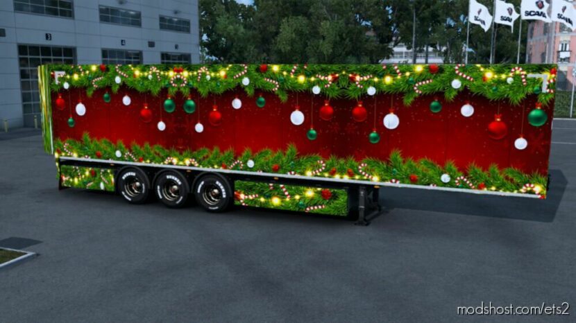 ETS2 Scania Mod: Christmas Trailer Skin 2022 (Featured)