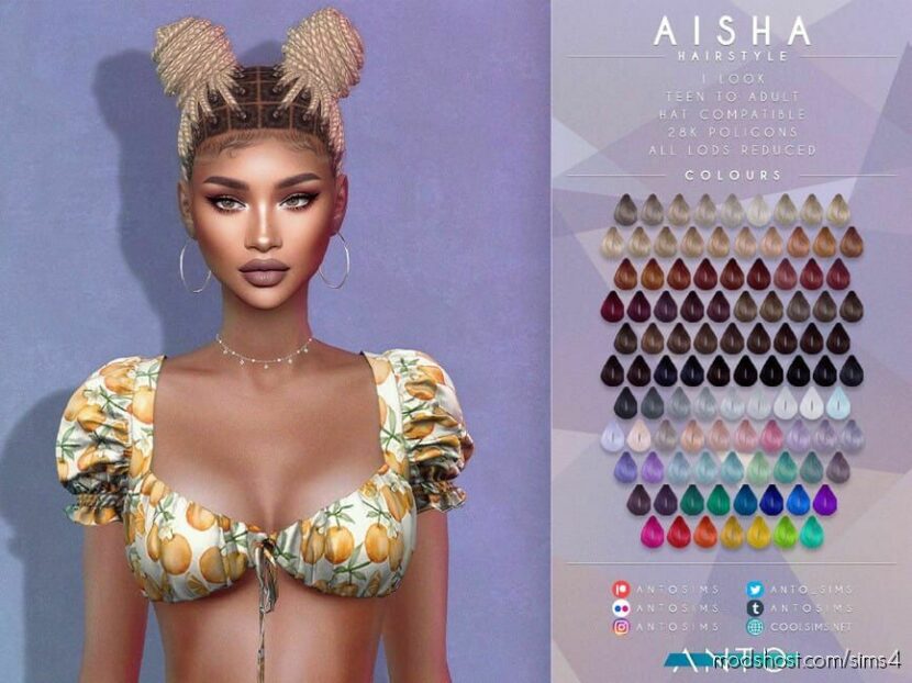 Sims 4 Female Mod: Aisha – Hairstyle Patreon (Featured)