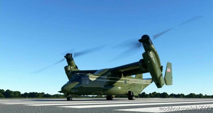 MSFS 2020 United States Livery Mod: MV-22B Osprey Marine ONE (Featured)