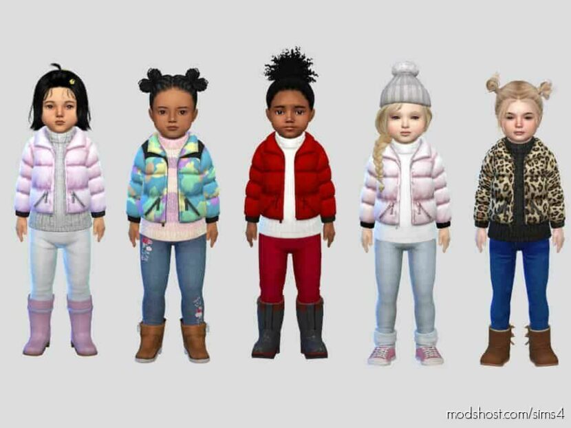 Sims 4 Kid Clothes Mod: Puffer Winter Jacket Toddler (Featured)