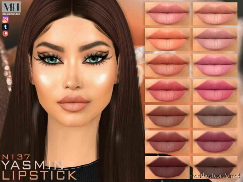 Sims 4 Lipstick Makeup Mod: Yasmin Lipstick N137 (Featured)