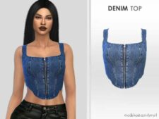 Sims 4 Female Clothes Mod: Denim TOP (Featured)