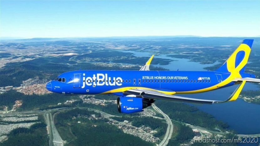 MSFS 2020 A320 Livery Mod: A32NX Jetblue A320 NEO Honors (Featured)