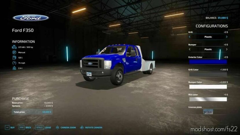 FS22 Ford Car Mod: F350 Flatbed 6.4L Powerstroke (Featured)