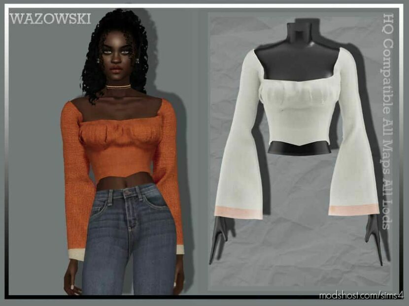 Sims 4 Female Clothes Mod: Wrinkle Top (Featured)