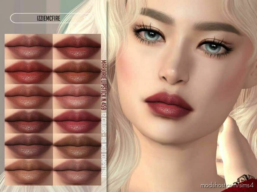 Sims 4 Lipstick Makeup Mod: IMF Marjorie Lipstick N.459 (Featured)