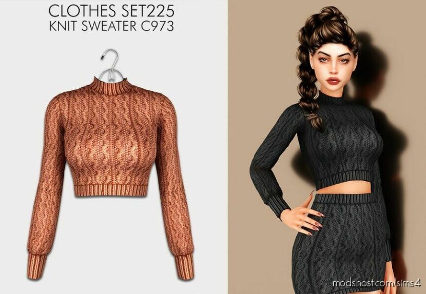 Sims 4 Female Mod: Clothes SET225 – Knit Sweater C973 (Featured)