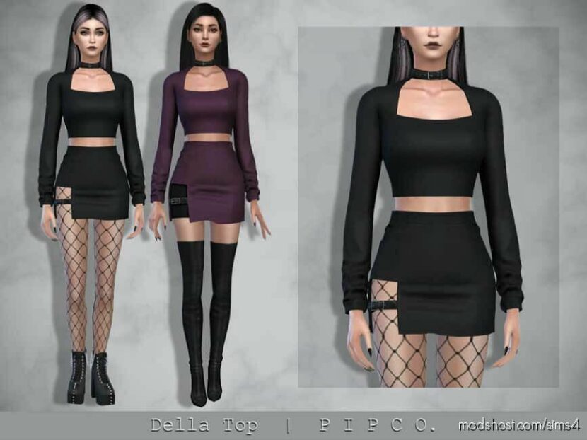 Sims 4 Party Clothes Mod: Della TOP (Featured)