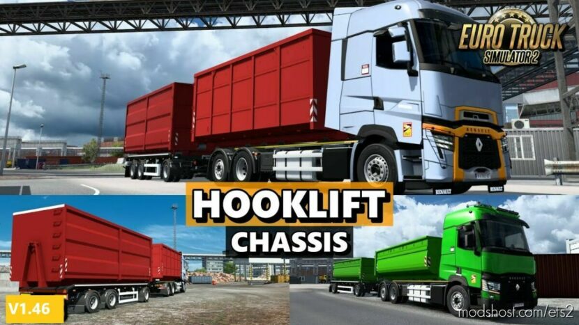 ETS2 Truck Mod: Renault Range T (C, K) hooklift v1.0 1.46 (Featured)