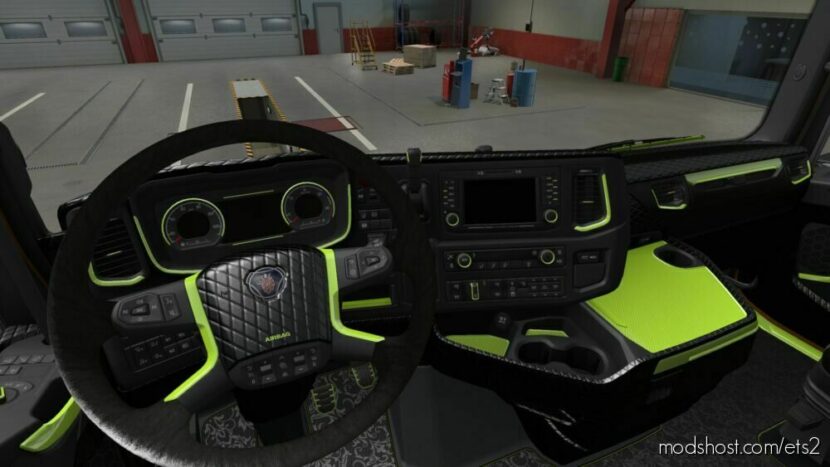 ETS2 Scania Mod: Green Lime Interior For Scania S & R 2016 (Featured)