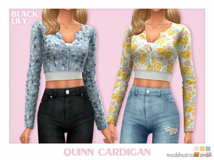 Sims 4 Female Clothes Mod: Quinn Cardigan TOP (Featured)