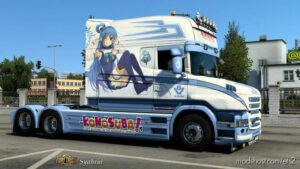 ETS2 RJL Mod: Scania T CAB Longline Aqua (Konosuba) Skin (Image #2)