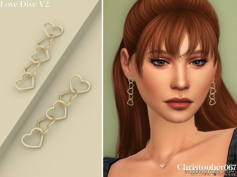 Sims 4 Accessory Mod: Love Dive Earrings V2 (Featured)