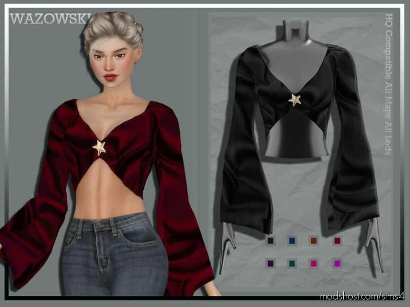 Sims 4 Clothes Mod: Hanging Sleeve TOP (Featured)