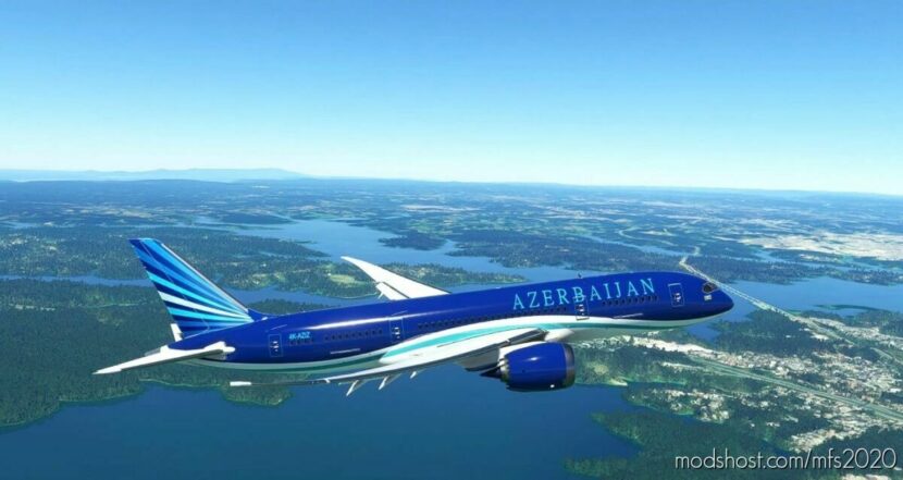 MSFS 2020 Boeing Livery Mod: Kuro Boeing 787-8 Azerbaijan 8K (Featured)