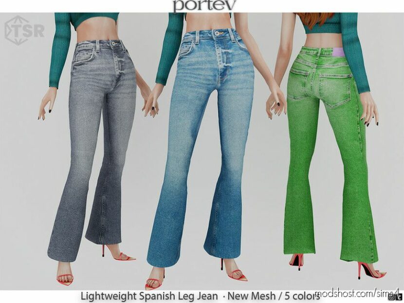 Sims 4 Teen Clothes Mod: Lightweight Spanish Leg Jean (Featured)