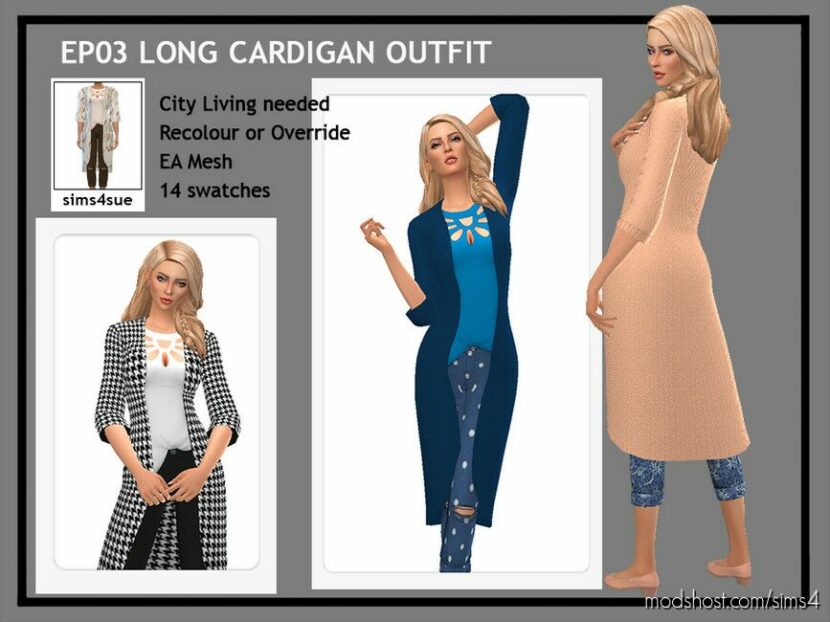 Sims 4 Elder Clothes Mod: EP03 Long Cardigan Outfit (Featured)