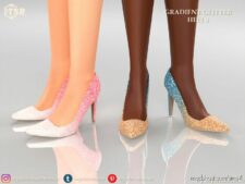 Sims 4 Adult Shoes Mod: Gradient Glitter Heels (Featured)