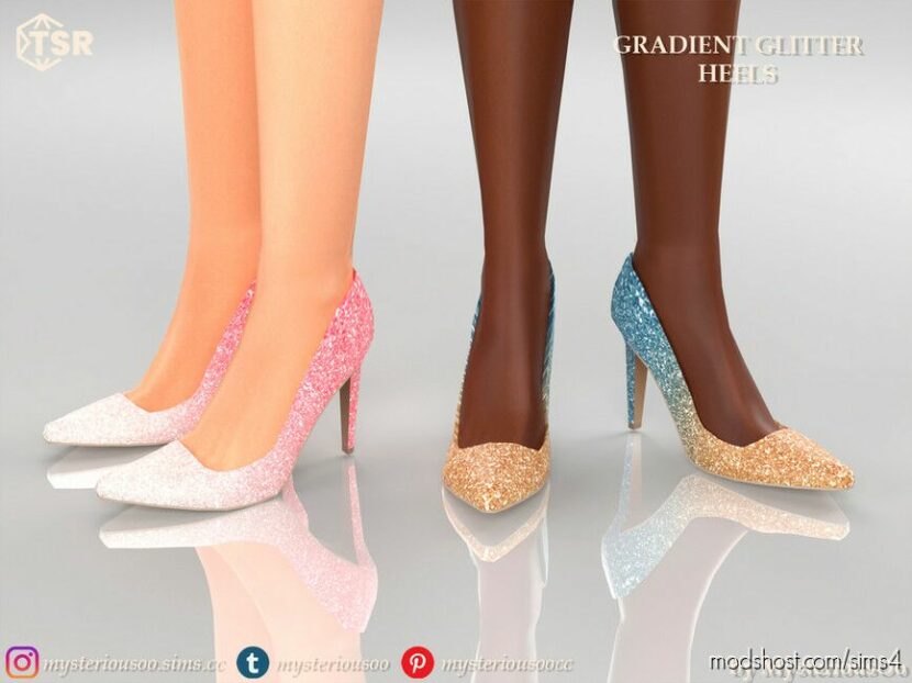 Sims 4 Adult Shoes Mod: Gradient Glitter Heels (Featured)