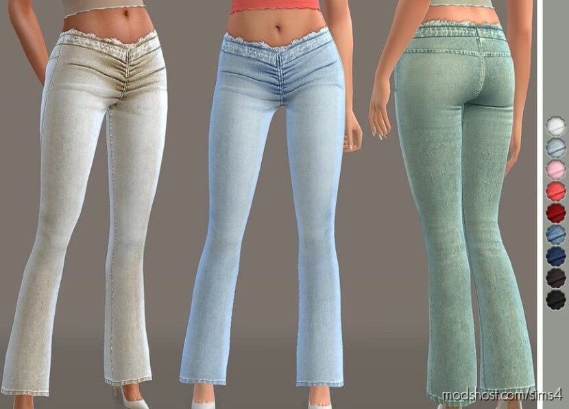 Sims 4 Female Clothes Mod: Stretch Flare Jeans (Featured)