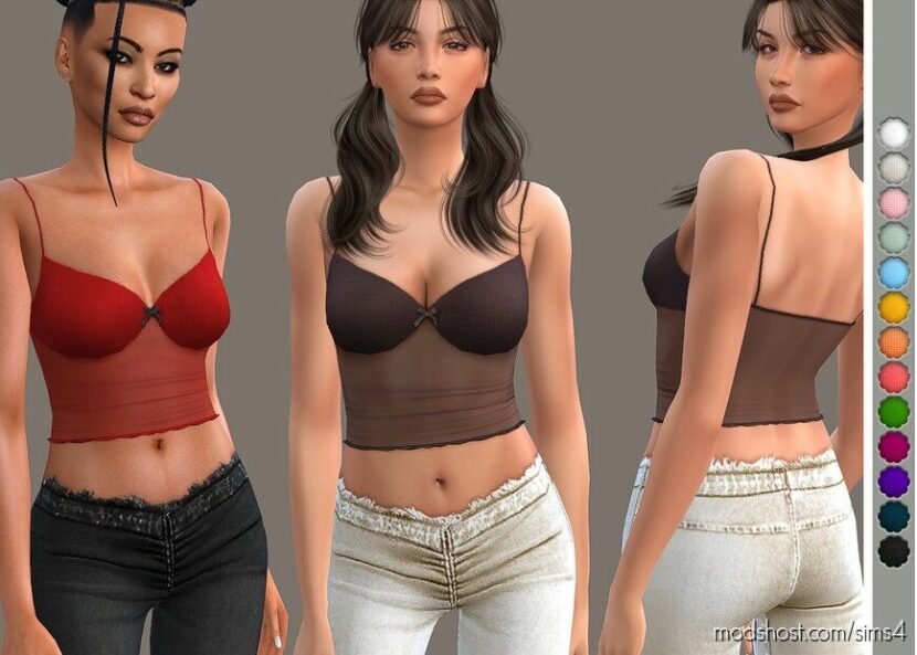 Sims 4 Female Clothes Mod: Semi-Sheer Tank Top (Featured)