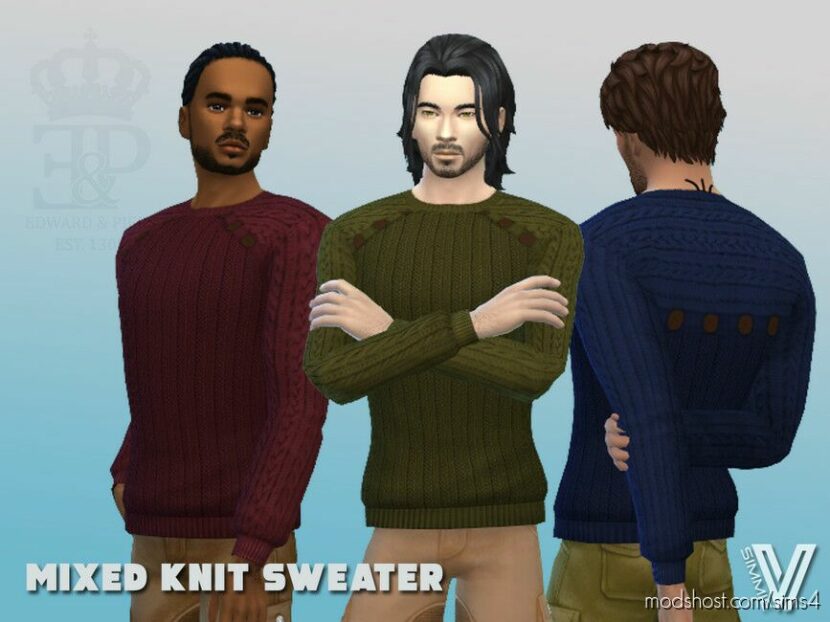 Sims 4 Male Clothes Mod: Mixed Knit Sweater (Featured)