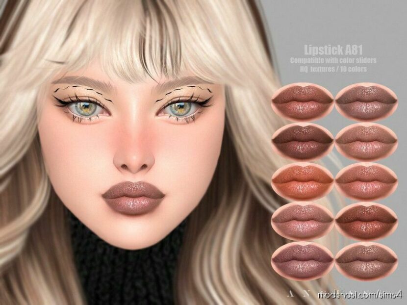 Sims 4 Female Makeup Mod: Lipstick A81 (Featured)