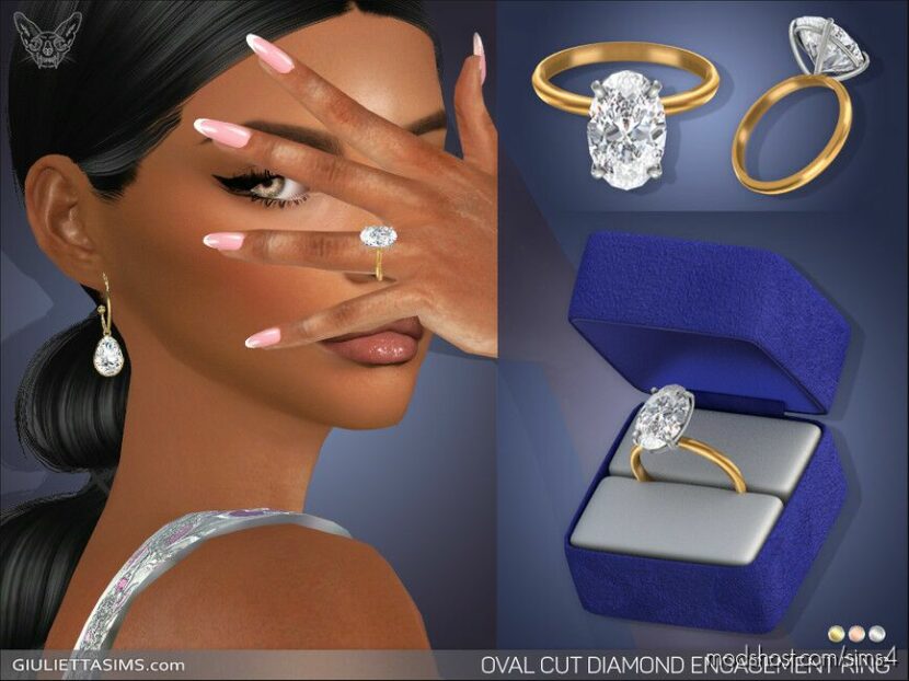 Sims 4 Accessory Mod: Oval Cut Diamond Solitaire Engagement Ring (Featured)