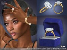 Sims 4 Accessory Mod: Halo Setting Round Diamond Engagement Ring (Featured)