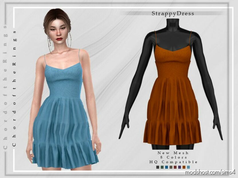 Sims 4 Female Clothes Mod: Strappy Dress D-198 (Featured)