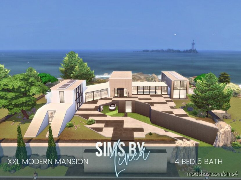 Sims 4 House Mod: XXL Modern Mansion No CC (Featured)