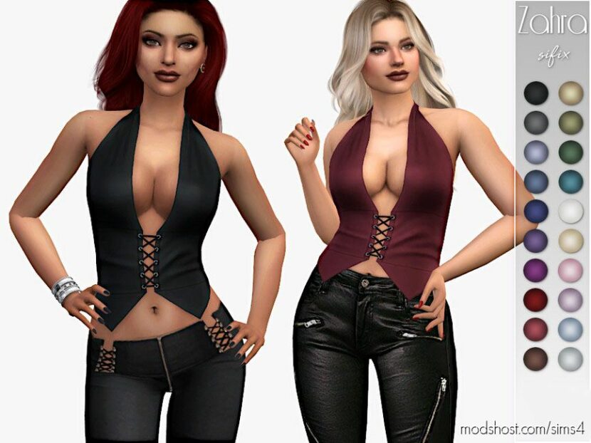 Sims 4 Teen Clothes Mod: Zahra Top (Featured)