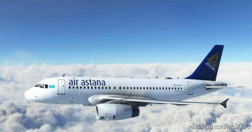 MSFS 2020 Airbus Livery Mod: A319Iae AIR Astana (Featured)