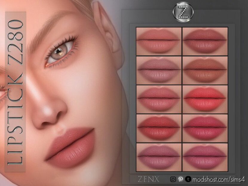 Sims 4 Female Makeup Mod: Lipstick Z280 (Featured)