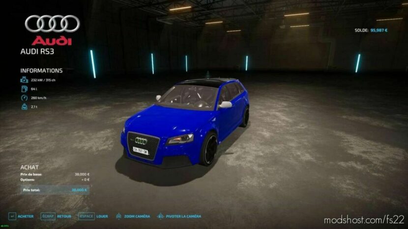 FS22 Audi Car Mod: RS3 Sportback 2008 (Featured)