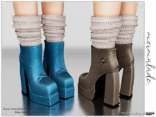 Sims 4 Elder Shoes Mod: Sock Detailed Platform Heeled Boots S123 (Featured)