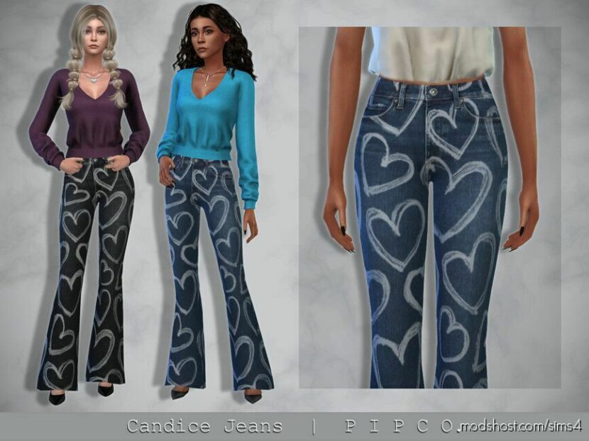 Sims 4 Female Clothes Mod: Candice Jeans (Flared) (Featured)